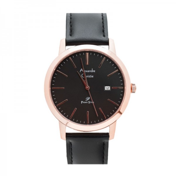 Alexandre Christie AC 1007 Rosegold Black Leather Man MDLRGBA